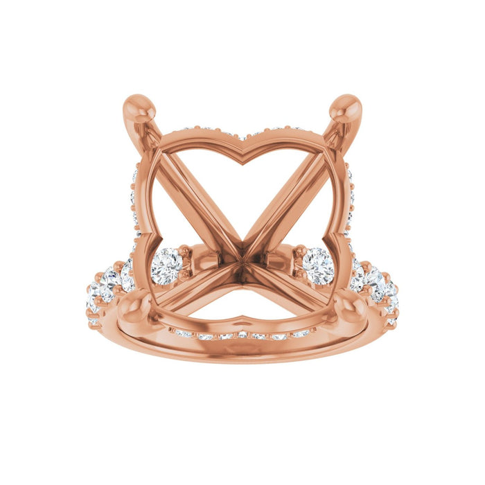 14K Rose Gold 15x 15 mm Cushion 3/4 CTW Lab-Grown Diamond Semi-Set Engagement Ring