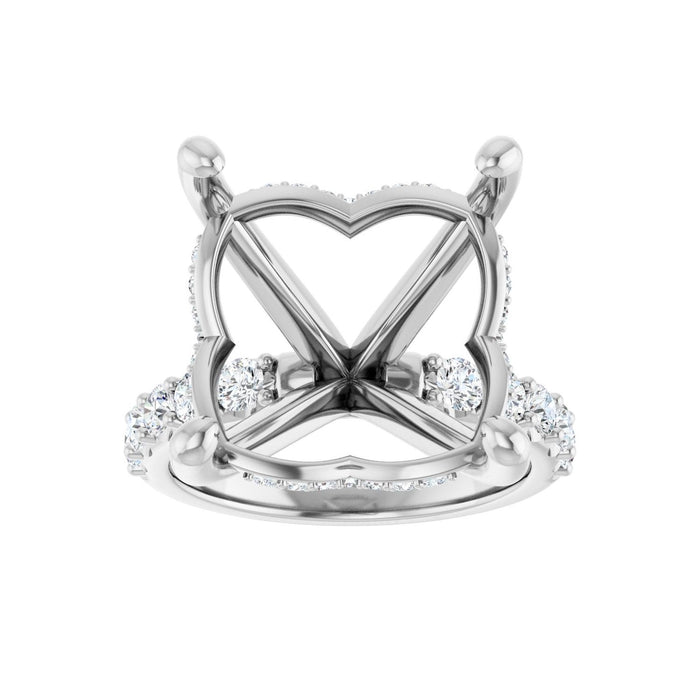 Platinum 15x 15 mm Cushion 3/4 CTW Lab-Grown Diamond Semi-Set Engagement Ring
