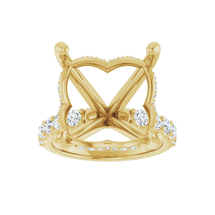 14K Yellow Gold 15x 15 mm Cushion 3/4 CTW Lab-Grown Diamond Semi-Set Engagement Ring