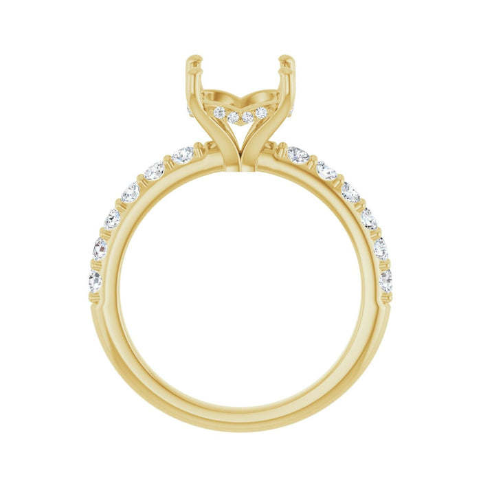 14K Yellow Gold 8x 8 mm Cushion 1/2 CTW Lab-Grown Diamond Semi-Set Engagement Ring