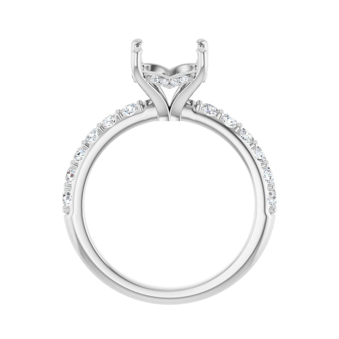 Platinum 8x 8 mm Cushion 1/2 CTW Lab-Grown Diamond Semi-Set Engagement Ring