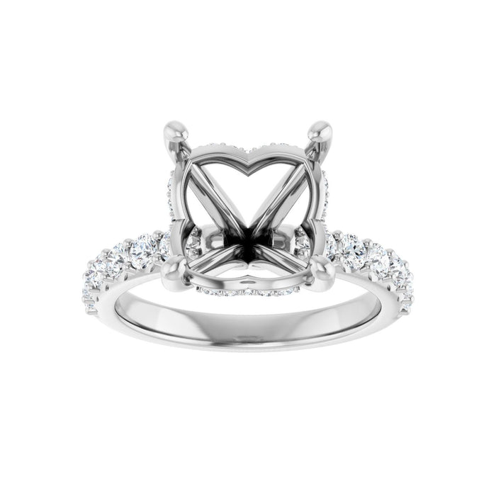 14K White Gold 10x 10 mm Cushion 5/8 CTW Lab-Grown Diamond Semi-Set Engagement Ring