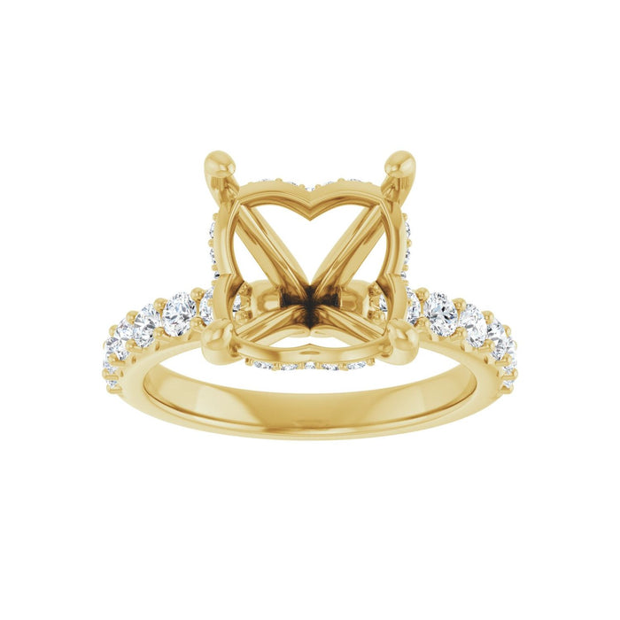 14K Yellow Gold 10x 10 mm Cushion 5/8 CTW Lab-Grown Diamond Semi-Set Engagement Ring