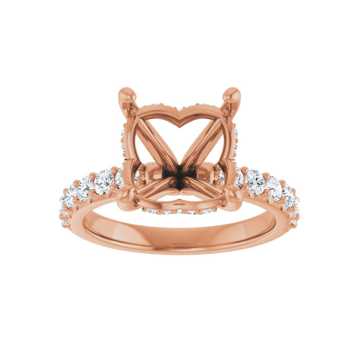 14K Rose Gold 10x 10 mm Cushion 5/8 CTW Lab-Grown Diamond Semi-Set Engagement Ring