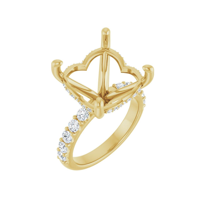 14K Yellow Gold 14x 14 mm Cushion 3/4 CTW Lab-Grown Diamond Semi-Set Engagement Ring