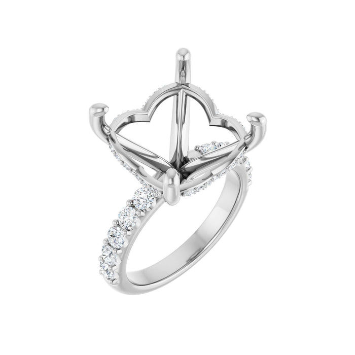 Platinum 14x 14 mm Cushion 3/4 CTW Lab-Grown Diamond Semi-Set Engagement Ring