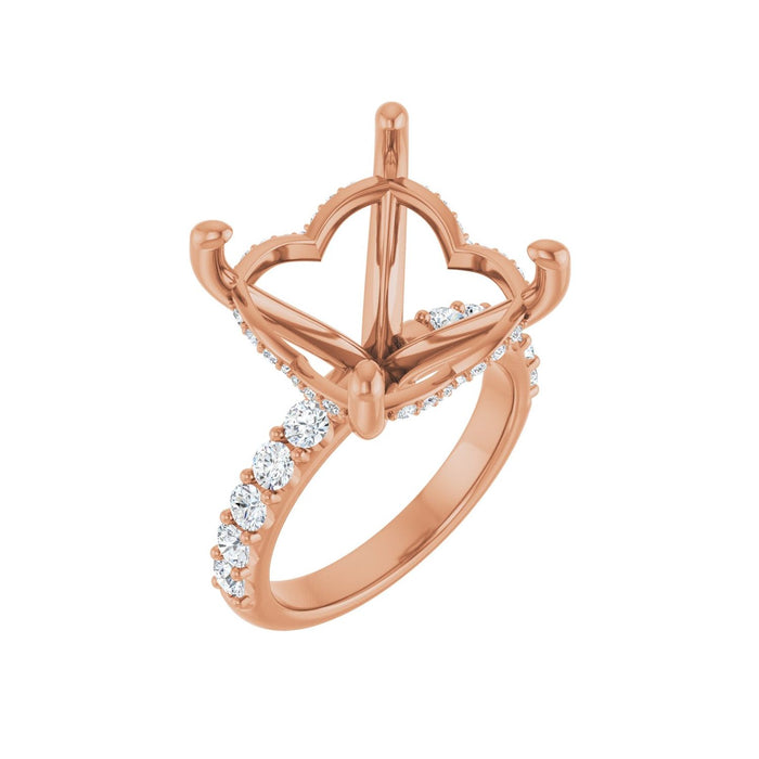 14K Rose Gold 14x 14 mm Cushion 3/4 CTW Lab-Grown Diamond Semi-Set Engagement Ring
