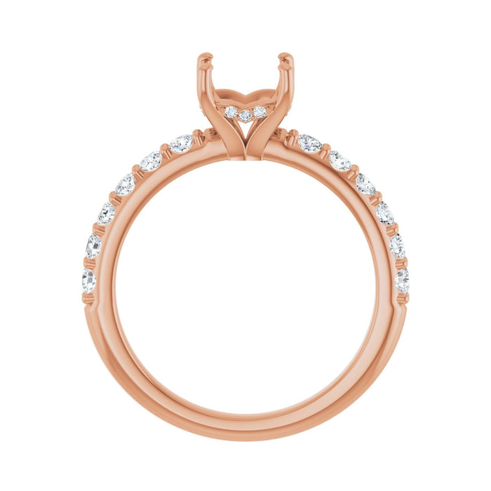 14K Rose Gold 6x 6 mm Asscher 1/2 CTW Lab-Grown Diamond Semi-Set Engagement Ring