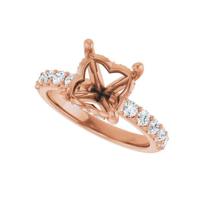 14K Rose Gold 8x 8 mm Asscher 1/2 CTW Lab-Grown Diamond Semi-Set Engagement Ring