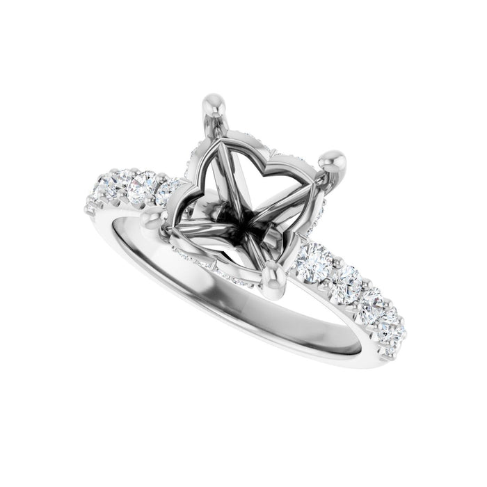 Platinum 8x 8 mm Asscher 1/2 CTW Lab-Grown Diamond Semi-Set Engagement Ring