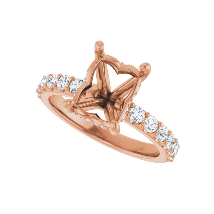 14K Rose Gold 9x7 mm Emerald 1/2 CTW Lab-Grown Diamond Semi-Set Engagement Ring