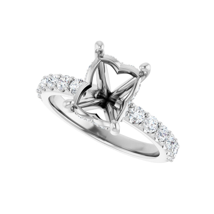 Platinum 9x7 mm Emerald 1/2 CTW Lab-Grown Diamond Semi-Set Engagement Ring