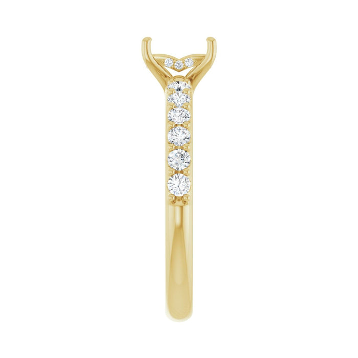 14K Yellow Gold 6x4 mm Emerald 3/8 CTW Lab-Grown Diamond Semi-Set Engagement Ring