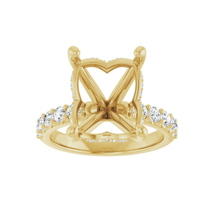 14K Yellow Gold 12x10 mm Emerald 5/8 CTW Lab-Grown Diamond Semi-Set Engagement Ring