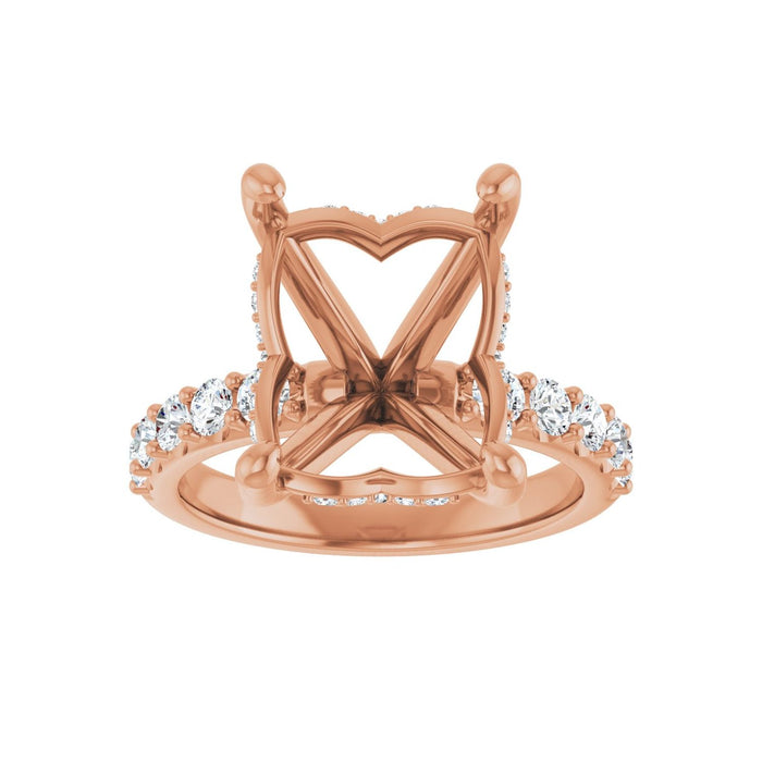 14K Rose Gold 12x10 mm Emerald 5/8 CTW Lab-Grown Diamond Semi-Set Engagement Ring