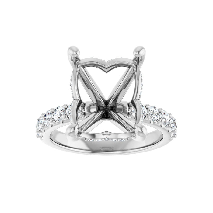 14K White Gold 12x10 mm Emerald 5/8 CTW Lab-Grown Diamond Semi-Set Engagement Ring