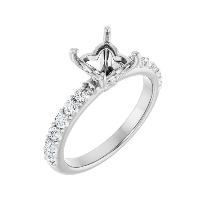 Platinum 5.5x 5.5 mm Square 1/2 CTW Lab-Grown Diamond Semi-Set Engagement Ring