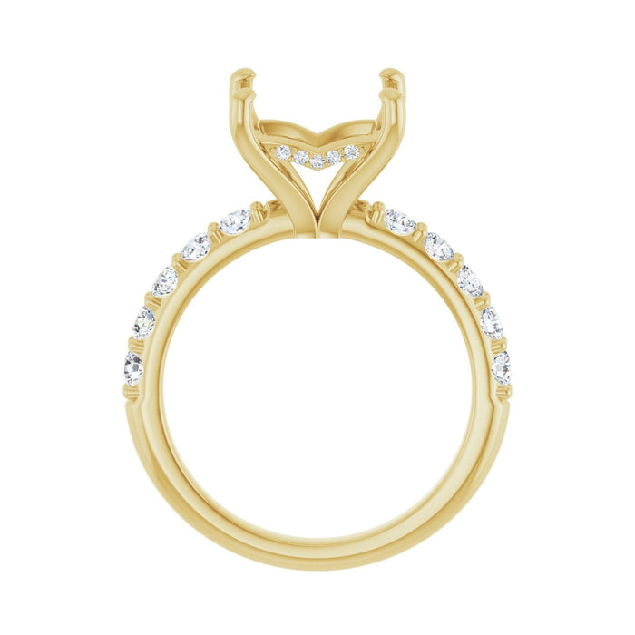 14K Yellow Gold 8x 8 mm Square 5/8 CTW Lab-Grown Diamond Semi-Set Engagement Ring