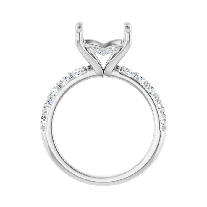 14K White Gold 8x 8 mm Square 5/8 CTW Lab-Grown Diamond Semi-Set Engagement Ring