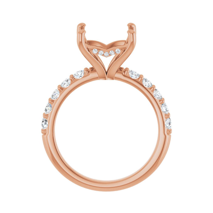 14K Rose Gold 8x 8 mm Square 5/8 CTW Lab-Grown Diamond Semi-Set Engagement Ring