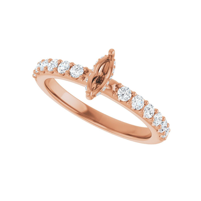14K Rose Gold 6x 3.5 mm Marquise 3/8 CTW Lab-Grown Diamond Semi-Set Engagement Ring
