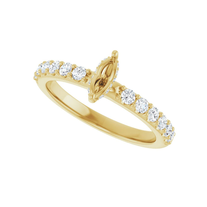 14K Yellow Gold 6x 3.5 mm Marquise 3/8 CTW Lab-Grown Diamond Semi-Set Engagement Ring