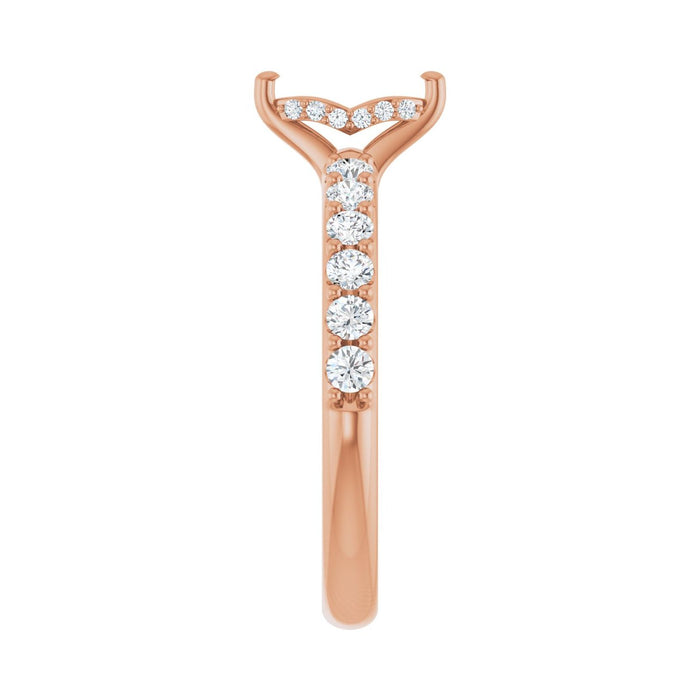 14K Rose Gold 7x 3.5 mm Marquise 1/2 CTW Lab-Grown Diamond Semi-Set Engagement Ring