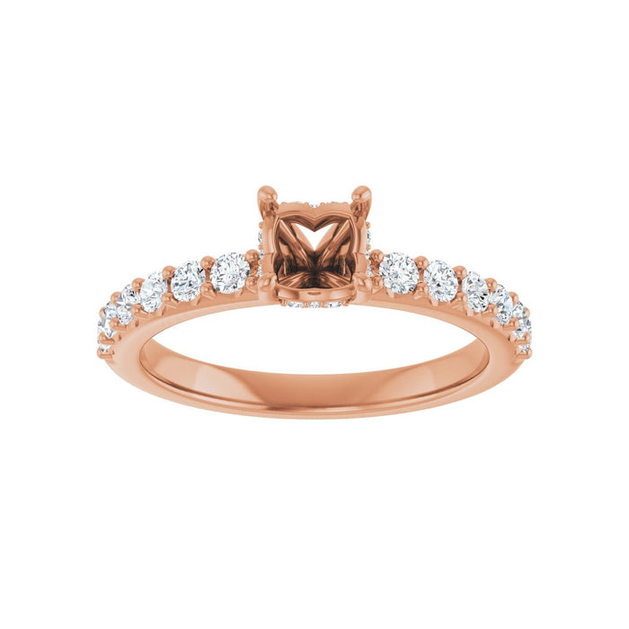 14K Rose Gold 5x5 mm Cushion 3/8 CTW Lab-Grown Diamond Semi-Set Engagement Ring