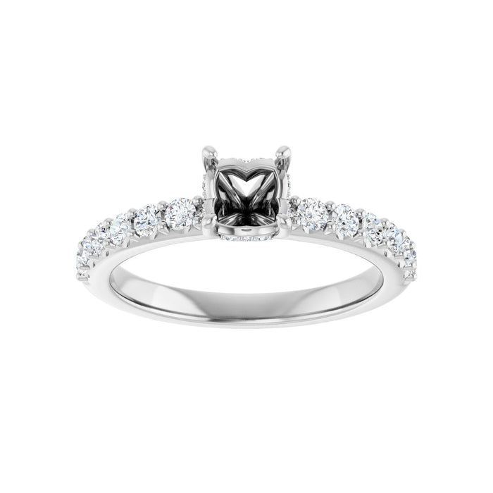 14K White Gold 5x5 mm Cushion 3/8 CTW Lab-Grown Diamond Semi-Set Engagement Ring