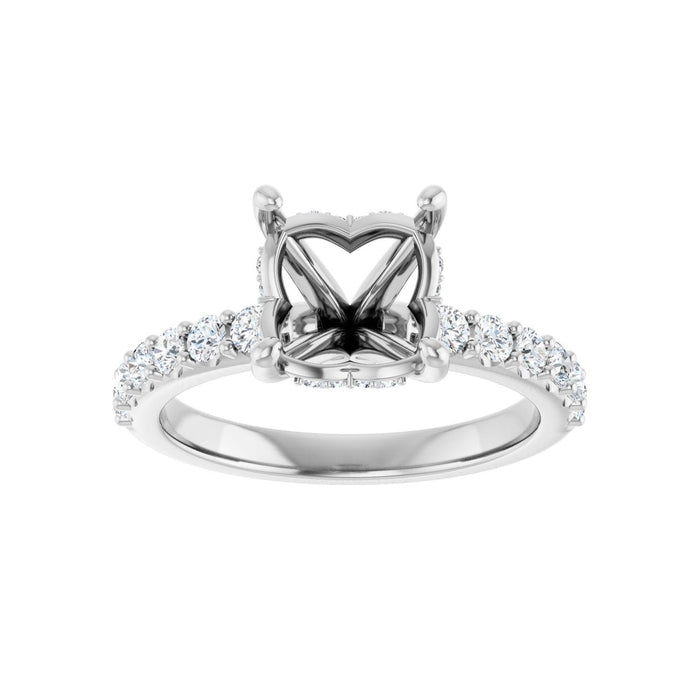 14K White Gold 8x 8 mm Cushion 1/2 CTW Lab-Grown Diamond Semi-Set Engagement Ring