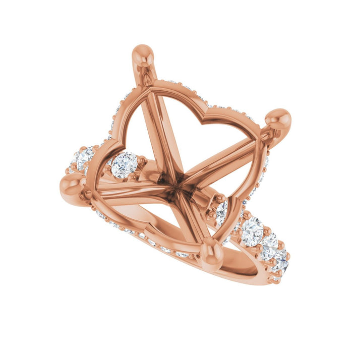 14K Rose Gold 14x 14 mm Cushion 3/4 CTW Lab-Grown Diamond Semi-Set Engagement Ring