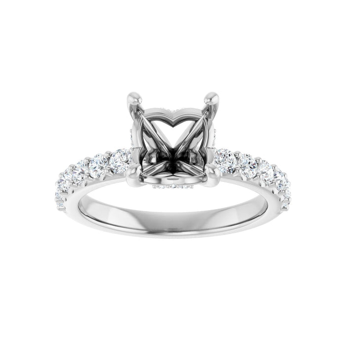 Platinum 7x 7 mm Asscher 1/2 CTW Lab-Grown Diamond Semi-Set Engagement Ring