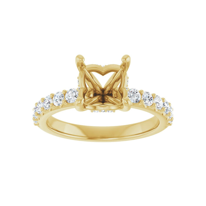14K Yellow Gold 7x 7 mm Asscher 1/2 CTW Lab-Grown Diamond Semi-Set Engagement Ring