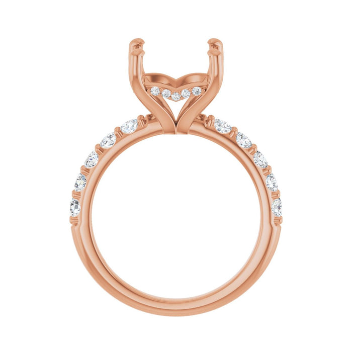 14K Rose Gold 9x 9 mm Asscher 5/8 CTW Lab-Grown Diamond Semi-Set Engagement Ring
