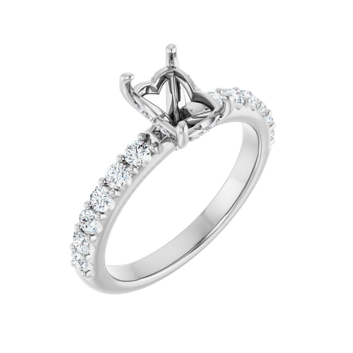 Platinum 7x5 mm Emerald 1/2 CTW Lab-Grown Diamond Semi-Set Engagement Ring