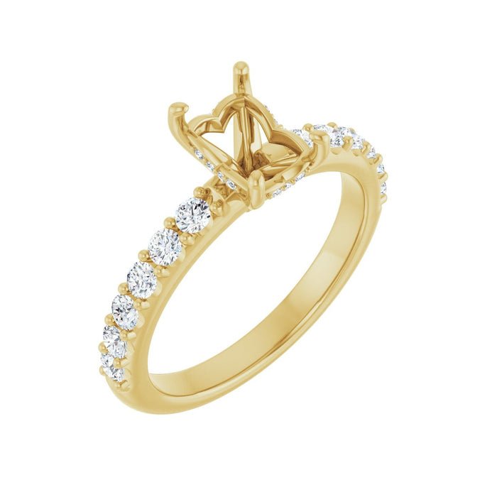 14K Yellow Gold 7x5 mm Emerald 1/2 CTW Lab-Grown Diamond Semi-Set Engagement Ring