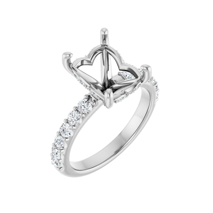 14K White Gold 10x8 mm Emerald 5/8 CTW Lab-Grown Diamond Semi-Set Engagement Ring