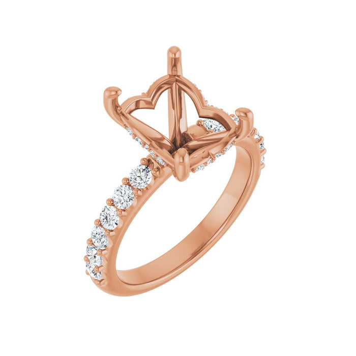 14K Rose Gold 10x8 mm Emerald 5/8 CTW Lab-Grown Diamond Semi-Set Engagement Ring