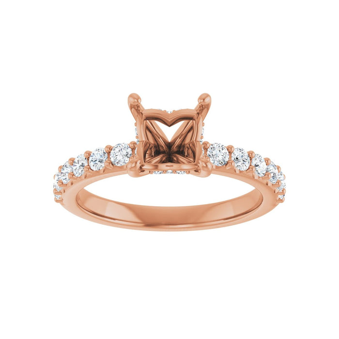 14K Rose Gold 5.5x 5.5 mm Square 1/2 CTW Lab-Grown Diamond Semi-Set Engagement Ring