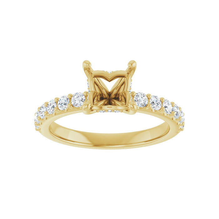 14K Yellow Gold 5.5x 5.5 mm Square 1/2 CTW Lab-Grown Diamond Semi-Set Engagement Ring