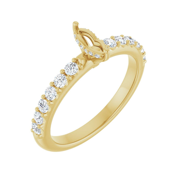 14K Yellow Gold 6x 3.5 mm Marquise 3/8 CTW Lab-Grown Diamond Semi-Set Engagement Ring