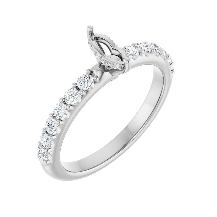 Platinum 6x 3.5 mm Marquise 3/8 CTW Lab-Grown Diamond Semi-Set Engagement Ring