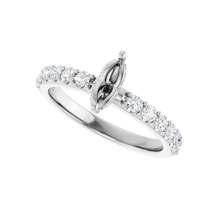 Platinum 7x 3.5 mm Marquise 1/2 CTW Lab-Grown Diamond Semi-Set Engagement Ring