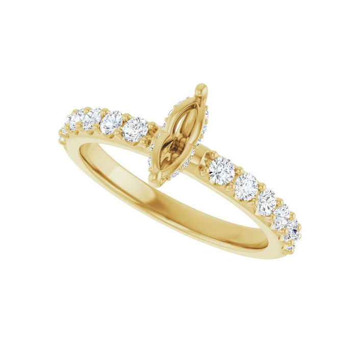 14K Yellow Gold 7x 3.5 mm Marquise 1/2 CTW Lab-Grown Diamond Semi-Set Engagement Ring