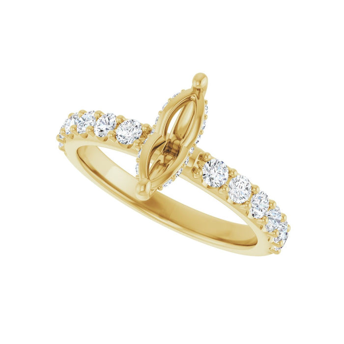 14K Yellow Gold 9x 4.5 mm Marquise 5/8 CTW Lab-Grown Diamond Semi-Set Engagement Ring