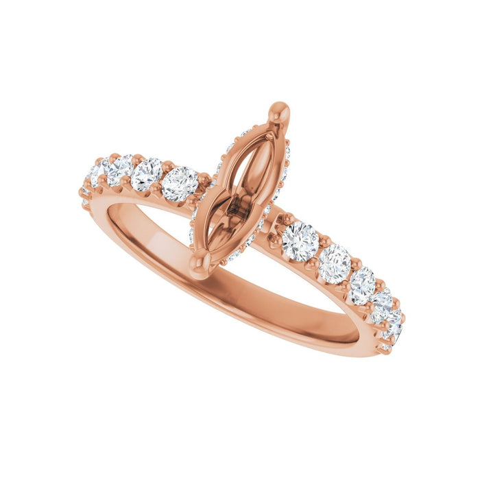 14K Rose Gold 9x 4.5 mm Marquise 5/8 CTW Lab-Grown Diamond Semi-Set Engagement Ring