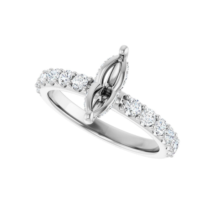 Platinum 9x 4.5 mm Marquise 5/8 CTW Lab-Grown Diamond Semi-Set Engagement Ring