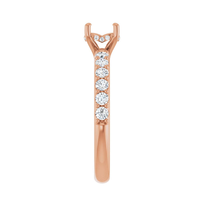 14K Rose Gold 5.8 mm Round 1/2 CTW Lab-Grown Diamond Semi-Set Engagement Ring