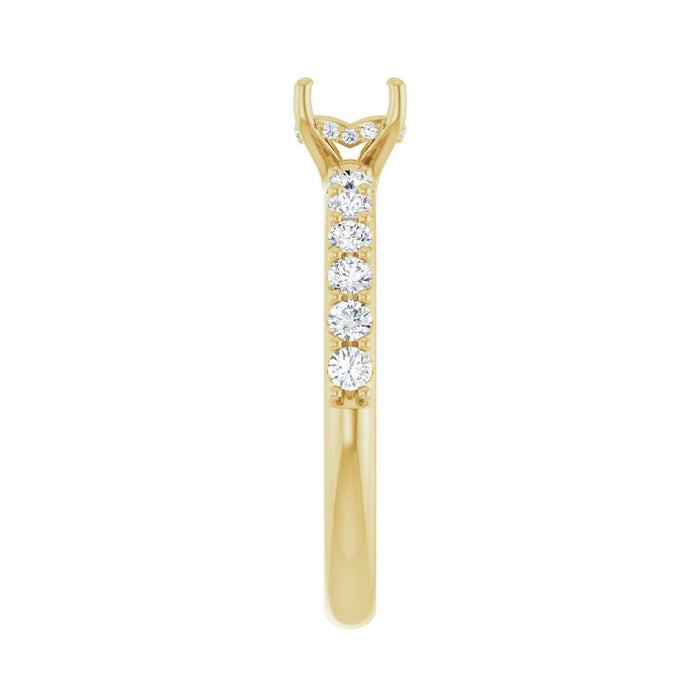14K Yellow Gold 5x5 mm Cushion 3/8 CTW Lab-Grown Diamond Semi-Set Engagement Ring