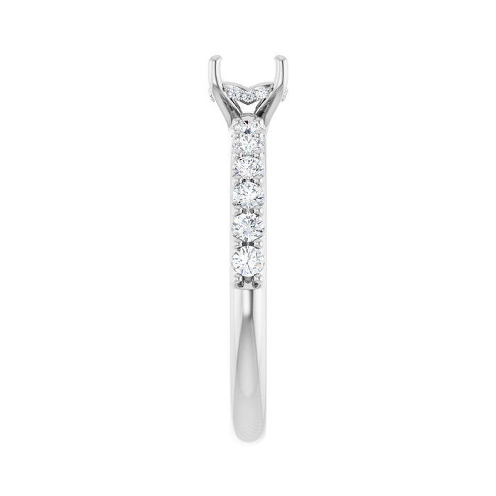 14K White Gold 5x5 mm Cushion 3/8 CTW Lab-Grown Diamond Semi-Set Engagement Ring